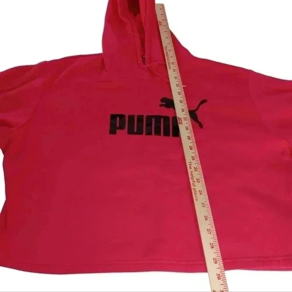 Puma Pullover Hoodie Women's Casual  Outwear Logo  Pink Cropped  XL Top - Picture 5 of 10